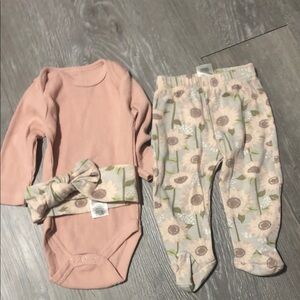 Baby Chick Pea outfit with Floral Headband